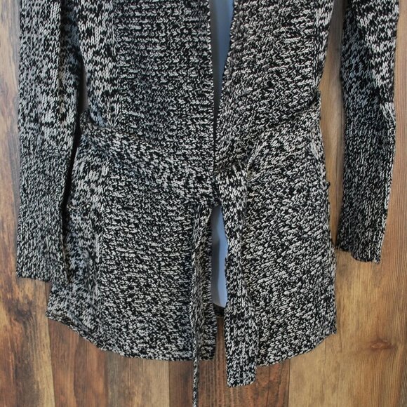 GAP Women's Black/White Wool & Cotton Belt Wrapped Cardigan M - Picture 3 of 3